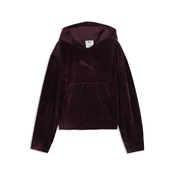 PUMA Essentials Elevated Velour Relaxed Short Length Hoodie Youth, Age, Ruby Noir, 15-16Y