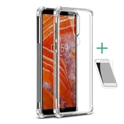 Nokia 3.1 Plus IMAK silikonska futrola za telefon – otporna na udarce, s prozracnim jastucicima na kutovima + zaštitnik za zaslon, PROZIRNA