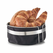 Zeller Košara za kruh z vrečko, kovinska kromirana in bombažna, črnaO22x10,8