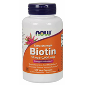 NOW Foods Biotin, 10 mg ekstra moč, 120 zeliščnih kapsul