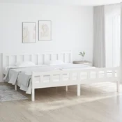 shumee vidaXL Posteljni okvir bel masiven les 160 x 200 cm