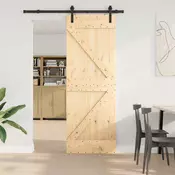 vidaXL Drsna vrata NARVIK Naravna in črna 70 x 210 cm (152,5 cm)