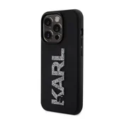 KARL LAGERFELD Maska za telefon 3D Rubber Glitter Logo za iPhone 15 Pro Max crna