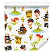 Tapeta s pirati in morskimi deklicami za dnevno sobo in spalnico 50x1000 cm