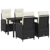 Vidaxl Set miz za kavč z blazino z blazino 5 pcs Črna in krem bela
