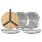 Jedilni krožnik OUTDOOR 25 cm, set 4 kosov, srebrna, nerjaveče jeklo, Black+Blum