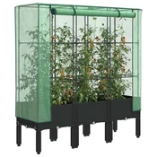 Vidaxl Visoka greda s prevleko za rastlinjak videz ratana 120x40x140cm