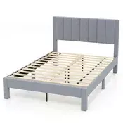 Northix Platform posteljni okvir za vzmetnico 200x140 cm, siv žamet