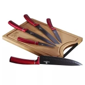BERLINGER HAUS BH/2552AN Metallic Burgundy Line Kések s daskom za rezanje 6db-os