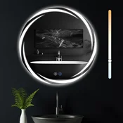 Nettlife NETTLIFE kopalniško ogledalo z osvetlitvijo, okroglo LED ogledalo, IP44 okroglo kopalniško ogledalo 50 cm s funkcijo na dotik, (22149679)