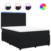 vidaXL vidaXL Box spring posteljni z vzmetnico črn 140x190 cm žamet, (21306717)
