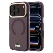 Lacoste PC/TPU zadnji ovitek z matiranim zaključkom, zlat logotip, MagSafe za iPhone 18 Pro Max, bordo