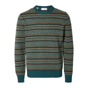 SELECTED HOMME Pulover FADE  temno bež / cijansko modra / rjava