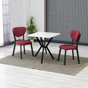 HANAH HOME Set Trpezarijski sto i 2 stolice Elma Burgundy White