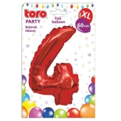 BALON XL, ŠTEVILKA 4, 60 CM, MAT RDEČA