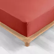 Opečnato oranžna napenjalna rjuha iz bombažnega perkala 90x190 cm Percaline – douceur dintérieur