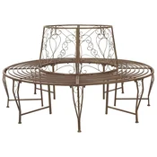 vidaXL Banka Dreves 8-Število sedežev O 160 x 89 cm Jeklo Antik rjava
