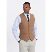 OMBRE Moški formalni telovnik V1 OM-BLZV-0112 karamelne barve MDN124330 L