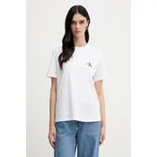 Bombažna kratka majica Calvin Klein Jeans ženska, bela barva, LV047C905G