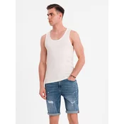 Ombre Mens cotton basic t-shirt with straps - white