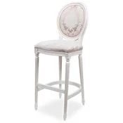 Casa Padrino luxury baroque bar chair pink/white - Baroque style bar stool with elegant pattern - Luxury bar furniture in baroque style - Noble and magnificent