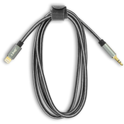 LINQ Avdio kabel iPhone Lightning na 3,5 mm moški vtic najlon pleten 1,5 m, LinQ - siv, (20630333)