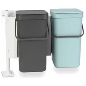 Brabantia koša za ločevanje odpadkov, 2 kosa, 2x12 L, mint in siv