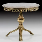 Casa Padrino luxury baroque side table gold/white - Oval bronze table with marble top - Luxury furniture in baroque style - Baroque style living room furniture - Noble & Magnificent
