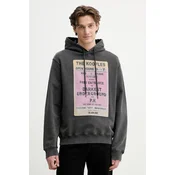 Bombažen pulover The Kooples moški, siva barva, s kapuco, HSWE30013K