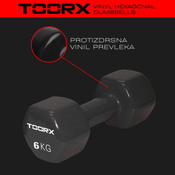 Toorx Vinyl Hexagonal Dumbbells | enoročna utež | 0,5–6 kg, vinilna prevleka, heksagonalna glava | Treniraj samozavestno vsak dan