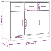 Komoda crna 91x28x75 cm od konstruiranog drva