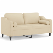 Vidaxl vidaXL Dvosed z blazinami, kremne barve, 140 cm, blago