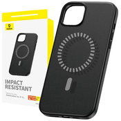 Maska Baseus magnetska maska za telefon za iPhone 15 Fauxther Series (crna)