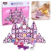 slomart Magnetne kocke Lean Toys - Vitraži za barvanje, pisane, 126 el.