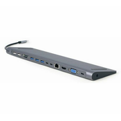 GEMBIRD - USB Type-C 9-in-1 multi-port adapter (USB hub + HDMI + VGA + PD + card reader + LAN + 3.5 mm audio), space grey