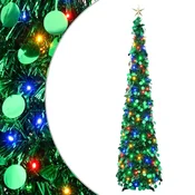 Vidaxl Zložljivo LED božično drevo z zvezdo na vrhu 120 cm 50 LED PET