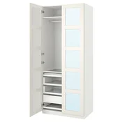 PAX/BERGSBO Garderobni sestav, bela/ogledalo, 100x60x236 cm