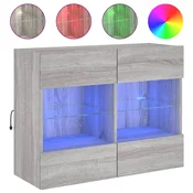 Vidaxl Stenska TV omarica z LED lučkami siva sonoma 78,5x30x60,5 cm