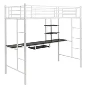 Northix Kovinski podstrešni posteljni okvir z mizo lestvijo ograjo 200x95 cm