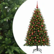 Vidaxl Umjetno božično drevo z okrasnimi kroglami 180 cm 300 LED