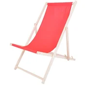 Rojaplast BAHAMA POLYESTER ležalnik, lesen - natur, rdeč