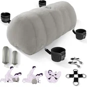 SuperLove Inflatable Sex Pillow with Dildo Mount & Cuffs Grey