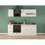 Kuhinjski sestav Junona Line 220 cm (delovna plošča) - bela/kreda sijaj