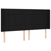 Vidaxl Vzglavje z ušesi črno 203x16x118/128 cm blago