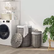 Kanta za rublje s poklopcem 2 pcs Kubu siva Kubu Ratan