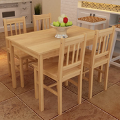 VIDAXL lesena jedilna miza + 4 stoli, rjava