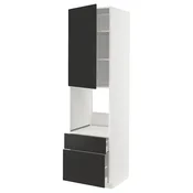 METOD/MAXIMERA Vsk omara za pečico+vr/2lč/1s/1v pr, bela/Nickebo mat antracitna, 60x60x220 cm