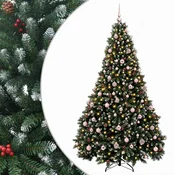 Vidaxl Umetna božična jelka, zelena, z bučkami 210 cm 300 LED