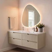 Skye Decor Set kupatilskog ormarica sa umivaonikom i ogledalom, 2 dela, Bež