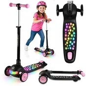 Otroški trikolesni balansirni skiro LED Ricokids Glowi - črno-roza
